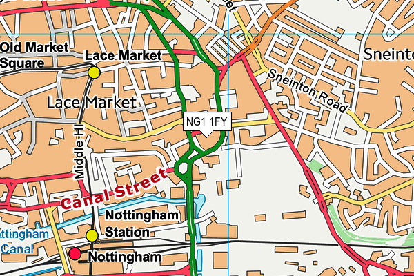 NG1 1FY map - OS VectorMap District (Ordnance Survey) NG1 1FY map - OS VectorMap District (Ordnance Survey)