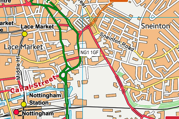 NG1 1GF map - OS VectorMap District (Ordnance Survey) NG1 1GF map - OS VectorMap District (Ordnance Survey)