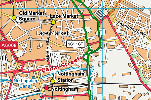 NG1 1GT map - OS VectorMap District (Ordnance Survey) NG1 1GT map - OS VectorMap District (Ordnance Survey)