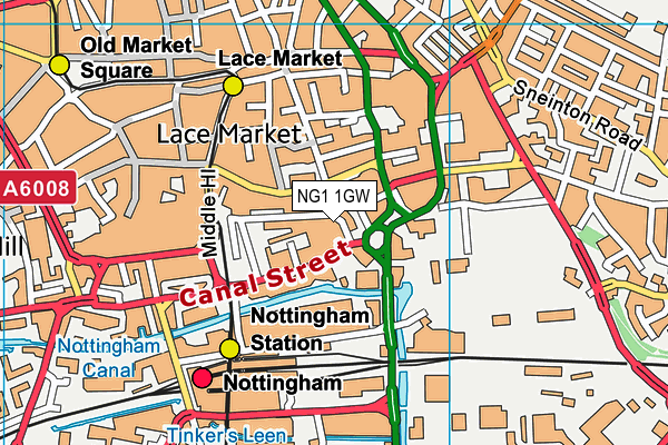 NG1 1GW map - OS VectorMap District (Ordnance Survey) NG1 1GW map - OS VectorMap District (Ordnance Survey)