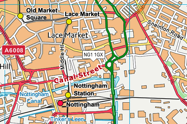 NG1 1GX map - OS VectorMap District (Ordnance Survey) NG1 1GX map - OS VectorMap District (Ordnance Survey)