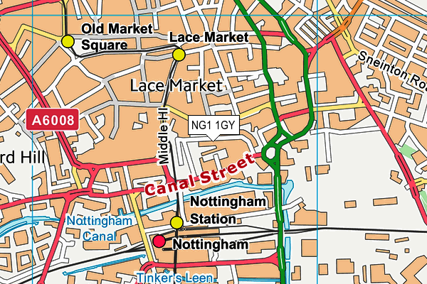 NG1 1GY map - OS VectorMap District (Ordnance Survey) NG1 1GY map - OS VectorMap District (Ordnance Survey)