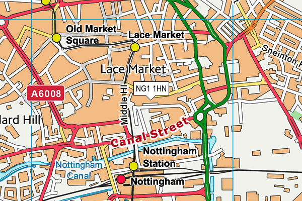 NG1 1HN map - OS VectorMap District (Ordnance Survey) NG1 1HN map - OS VectorMap District (Ordnance Survey)
