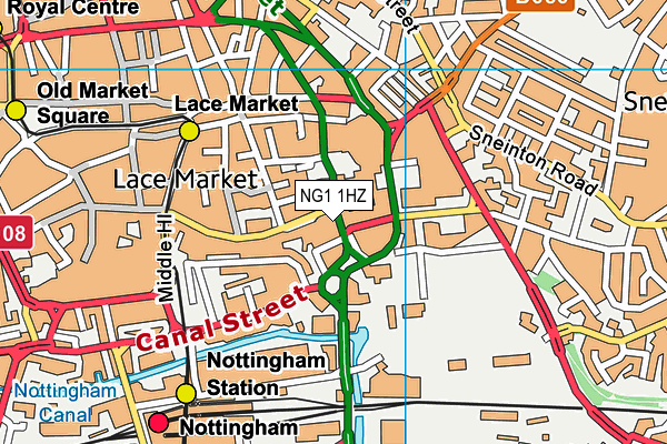 NG1 1HZ map - OS VectorMap District (Ordnance Survey) NG1 1HZ map - OS VectorMap District (Ordnance Survey)
