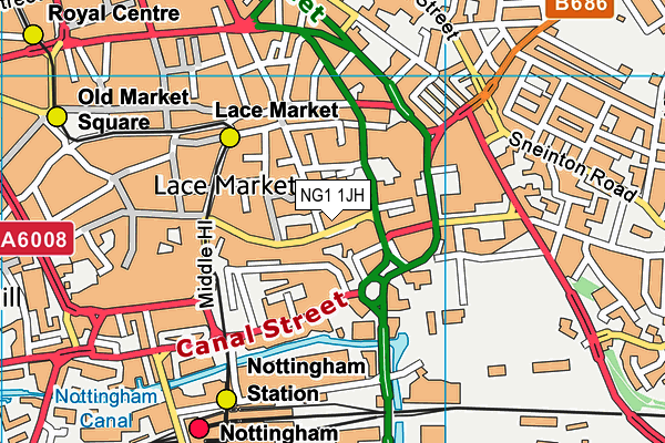 NG1 1JH map - OS VectorMap District (Ordnance Survey) NG1 1JH map - OS VectorMap District (Ordnance Survey)