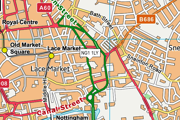 NG1 1LY map - OS VectorMap District (Ordnance Survey) NG1 1LY map - OS VectorMap District (Ordnance Survey)