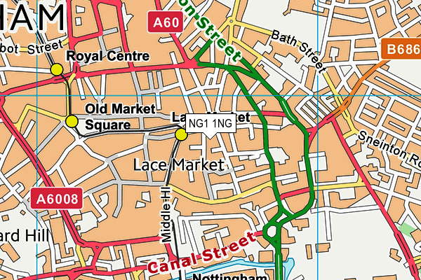 NG1 1NG map - OS VectorMap District (Ordnance Survey) NG1 1NG map - OS VectorMap District (Ordnance Survey)