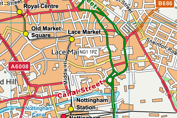 NG1 1PZ map - OS VectorMap District (Ordnance Survey) NG1 1PZ map - OS VectorMap District (Ordnance Survey)