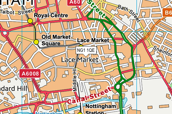 NG1 1QE map - OS VectorMap District (Ordnance Survey) NG1 1QE map - OS VectorMap District (Ordnance Survey)