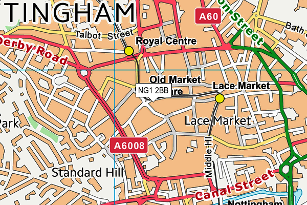 NG1 2BB map - OS VectorMap District (Ordnance Survey) NG1 2BB map - OS VectorMap District (Ordnance Survey)
