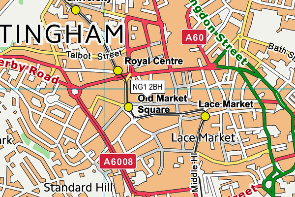 NG1 2BH map - OS VectorMap District (Ordnance Survey) NG1 2BH map - OS VectorMap District (Ordnance Survey)