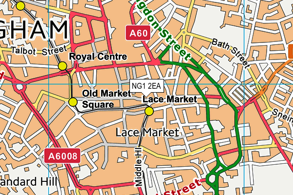 NG1 2EA map - OS VectorMap District (Ordnance Survey) NG1 2EA map - OS VectorMap District (Ordnance Survey)