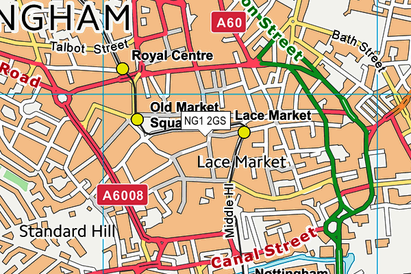NG1 2GS map - OS VectorMap District (Ordnance Survey) NG1 2GS map - OS VectorMap District (Ordnance Survey)
