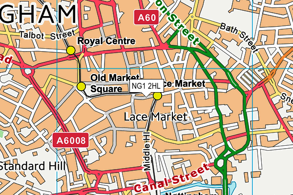 NG1 2HL map - OS VectorMap District (Ordnance Survey) NG1 2HL map - OS VectorMap District (Ordnance Survey)