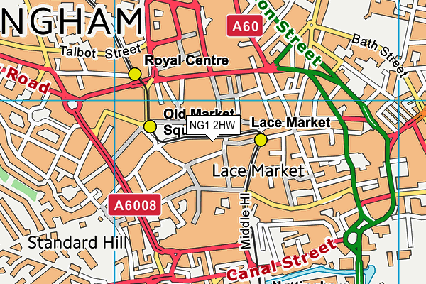 NG1 2HW map - OS VectorMap District (Ordnance Survey) NG1 2HW map - OS VectorMap District (Ordnance Survey)