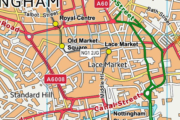 NG1 2JG map - OS VectorMap District (Ordnance Survey) NG1 2JG map - OS VectorMap District (Ordnance Survey)