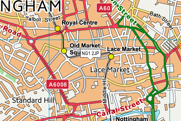 NG1 2JP map - OS VectorMap District (Ordnance Survey) NG1 2JP map - OS VectorMap District (Ordnance Survey)