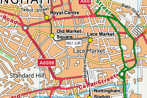NG1 2JR map - OS VectorMap District (Ordnance Survey) NG1 2JR map - OS VectorMap District (Ordnance Survey)