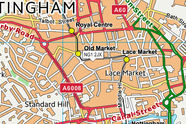 NG1 2JX map - OS VectorMap District (Ordnance Survey) NG1 2JX map - OS VectorMap District (Ordnance Survey)