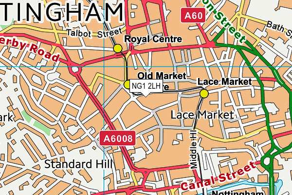 NG1 2LH map - OS VectorMap District (Ordnance Survey) NG1 2LH map - OS VectorMap District (Ordnance Survey)