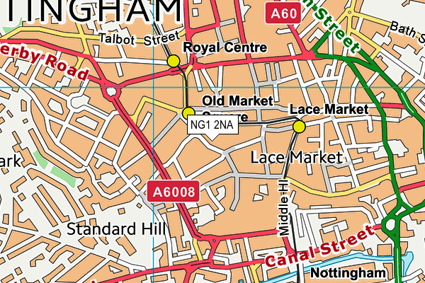 NG1 2NA map - OS VectorMap District (Ordnance Survey) NG1 2NA map - OS VectorMap District (Ordnance Survey)