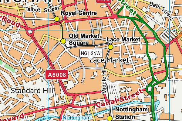 NG1 2NW map - OS VectorMap District (Ordnance Survey) NG1 2NW map - OS VectorMap District (Ordnance Survey)