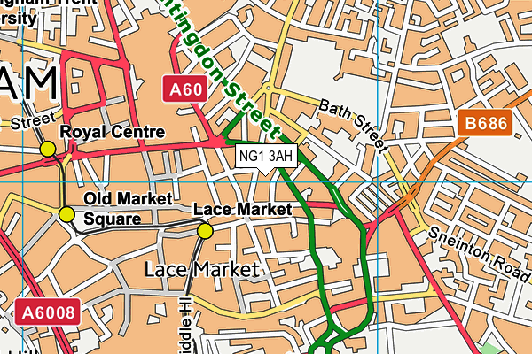 NG1 3AH map - OS VectorMap District (Ordnance Survey) NG1 3AH map - OS VectorMap District (Ordnance Survey)