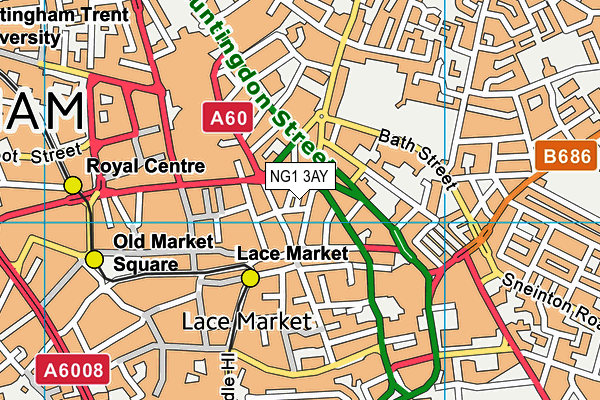 NG1 3AY map - OS VectorMap District (Ordnance Survey) NG1 3AY map - OS VectorMap District (Ordnance Survey)