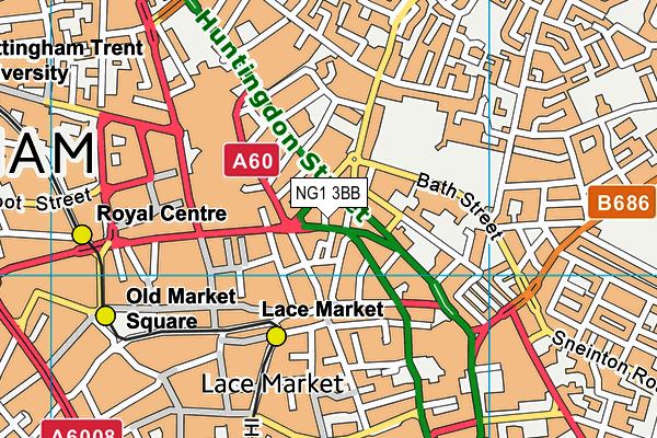 NG1 3BB map - OS VectorMap District (Ordnance Survey) NG1 3BB map - OS VectorMap District (Ordnance Survey)