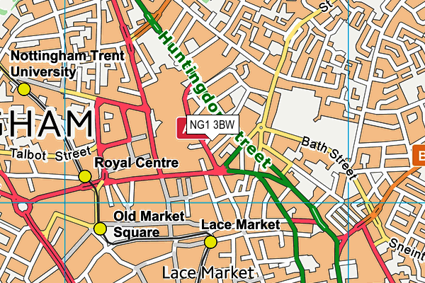 NG1 3BW map - OS VectorMap District (Ordnance Survey) NG1 3BW map - OS VectorMap District (Ordnance Survey)