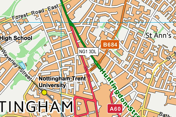 NG1 3DL map - OS VectorMap District (Ordnance Survey) NG1 3DL map - OS VectorMap District (Ordnance Survey)