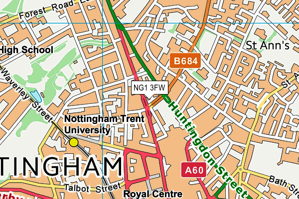 NG1 3FW map - OS VectorMap District (Ordnance Survey) NG1 3FW map - OS VectorMap District (Ordnance Survey)