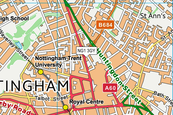 NG1 3GY map - OS VectorMap District (Ordnance Survey) NG1 3GY map - OS VectorMap District (Ordnance Survey)