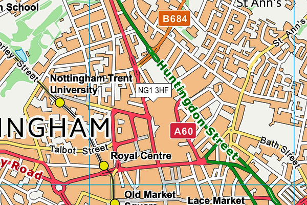 NG1 3HF map - OS VectorMap District (Ordnance Survey) NG1 3HF map - OS VectorMap District (Ordnance Survey)