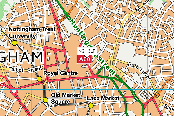 NG1 3LT map - OS VectorMap District (Ordnance Survey) NG1 3LT map - OS VectorMap District (Ordnance Survey)