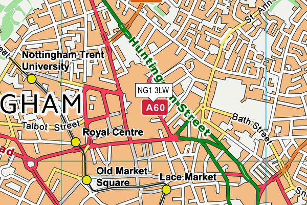 NG1 3LW map - OS VectorMap District (Ordnance Survey) NG1 3LW map - OS VectorMap District (Ordnance Survey)