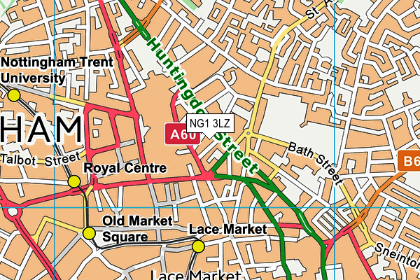 NG1 3LZ map - OS VectorMap District (Ordnance Survey) NG1 3LZ map - OS VectorMap District (Ordnance Survey)