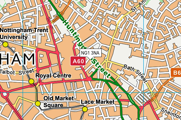 NG1 3NA map - OS VectorMap District (Ordnance Survey) NG1 3NA map - OS VectorMap District (Ordnance Survey)