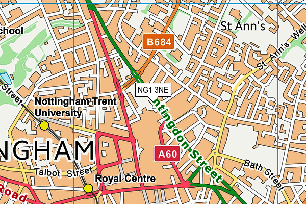 NG1 3NE map - OS VectorMap District (Ordnance Survey) NG1 3NE map - OS VectorMap District (Ordnance Survey)
