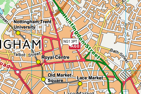 NG1 3PT map - OS VectorMap District (Ordnance Survey) NG1 3PT map - OS VectorMap District (Ordnance Survey)