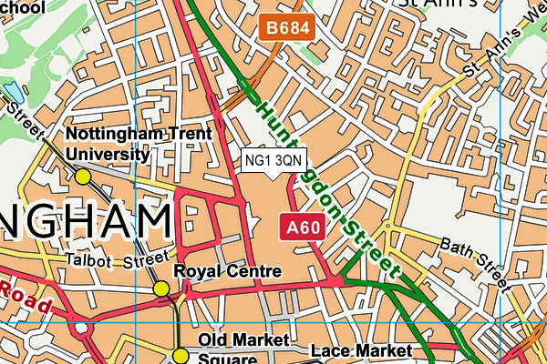 NG1 3QN map - OS VectorMap District (Ordnance Survey) NG1 3QN map - OS VectorMap District (Ordnance Survey)