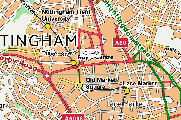 NG1 4AA map - OS VectorMap District (Ordnance Survey) NG1 4AA map - OS VectorMap District (Ordnance Survey)