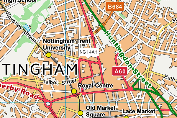 NG1 4AH map - OS VectorMap District (Ordnance Survey) NG1 4AH map - OS VectorMap District (Ordnance Survey)
