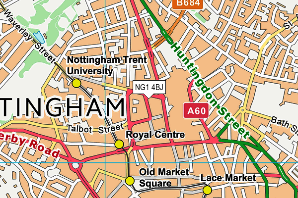 NG1 4BJ map - OS VectorMap District (Ordnance Survey) NG1 4BJ map - OS VectorMap District (Ordnance Survey)