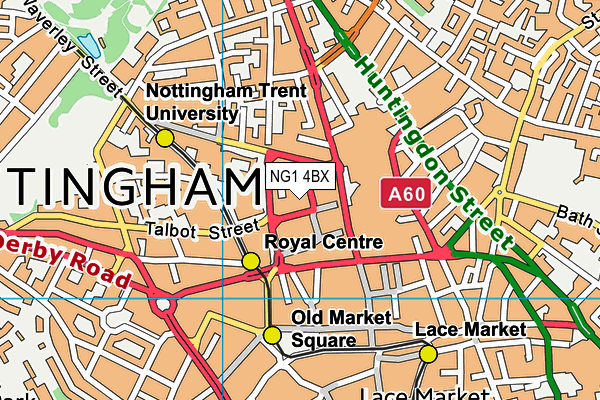 NG1 4BX map - OS VectorMap District (Ordnance Survey) NG1 4BX map - OS VectorMap District (Ordnance Survey)