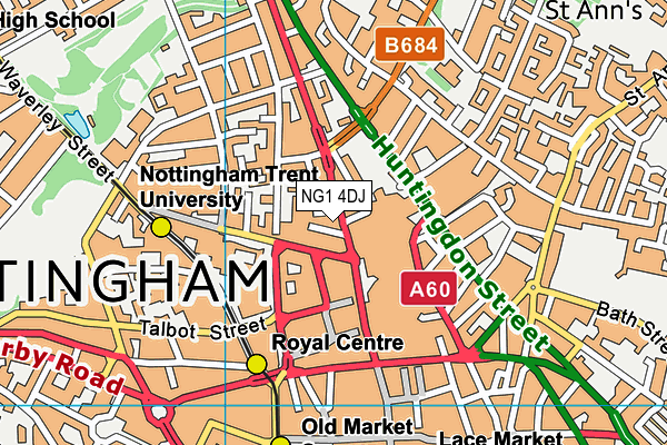 NG1 4DJ map - OS VectorMap District (Ordnance Survey) NG1 4DJ map - OS VectorMap District (Ordnance Survey)