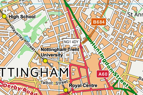 NG1 4DY map - OS VectorMap District (Ordnance Survey) NG1 4DY map - OS VectorMap District (Ordnance Survey)