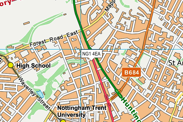 NG1 4EA map - OS VectorMap District (Ordnance Survey) NG1 4EA map - OS VectorMap District (Ordnance Survey)
