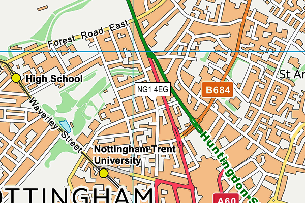 NG1 4EG map - OS VectorMap District (Ordnance Survey) NG1 4EG map - OS VectorMap District (Ordnance Survey)