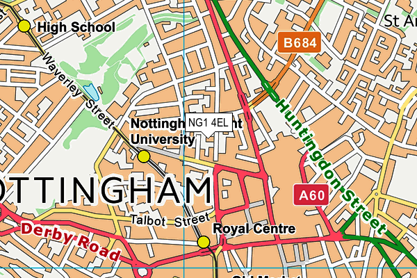 NG1 4EL map - OS VectorMap District (Ordnance Survey) NG1 4EL map - OS VectorMap District (Ordnance Survey)
